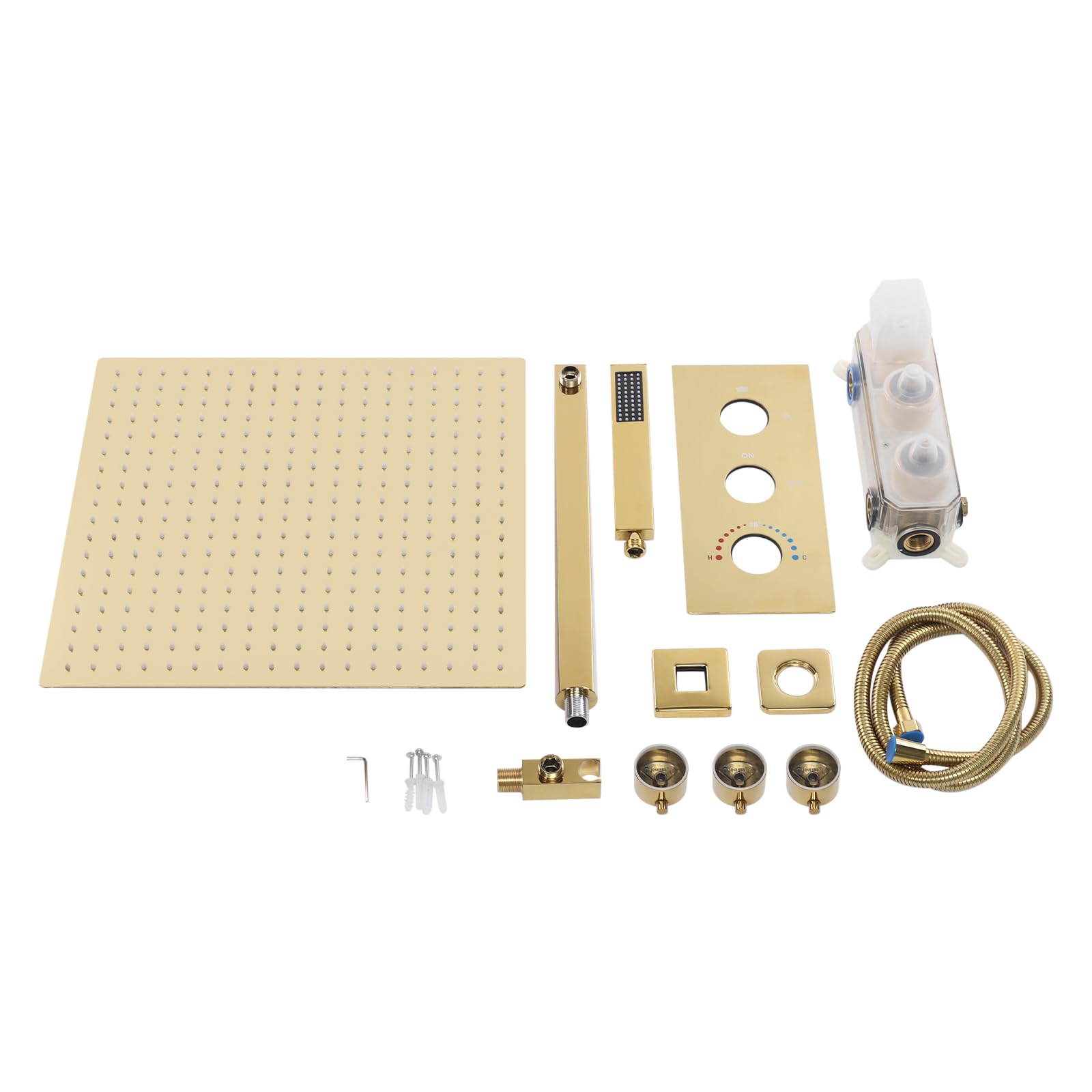 Set doccia a incasso, per doccia calda e fredda, in acciaio inox, da 0,5 – 0,7 MPa, per bagno, hotel, centro fitness, ecc. (oro)