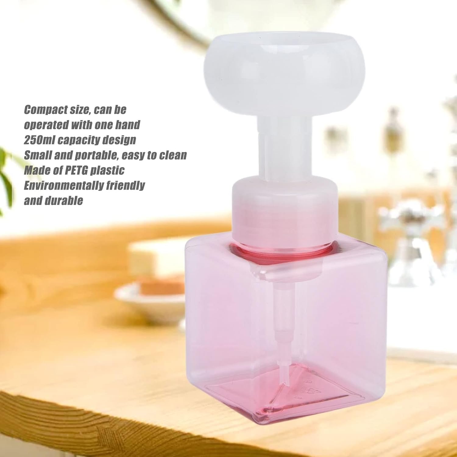 8.4oz 250ml Foaming Hand Soap Dispenser, Refillable Empty Foam Liquid Hand Soap Container Cute Cat Paw Flower Shape Foaming Soap Dispenser, Reusable Plastic Press Bottle for Bathroom(Pink) - Image 7