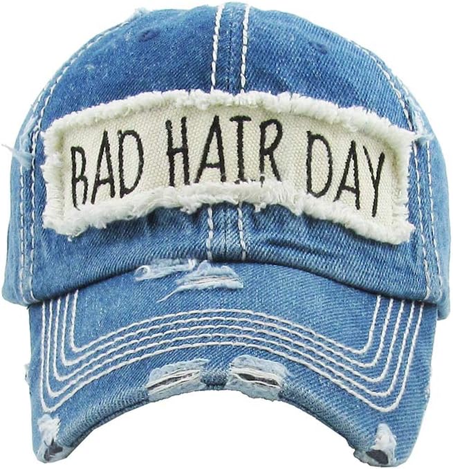 ScarvesMe Women Bad Hair Day Cotton Embroidery Washed Vintage Distressed Baseball Cap Hat