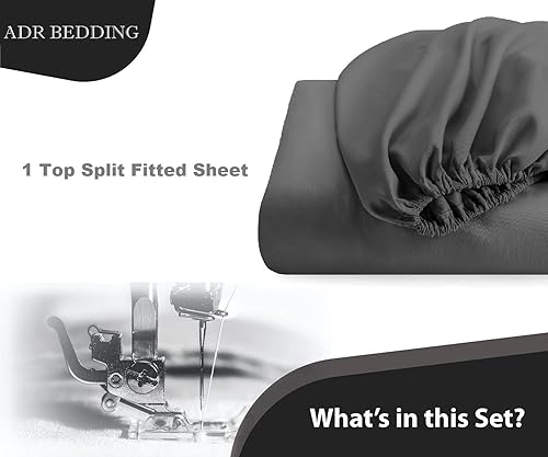 Miniatura 2 de Top Split King - Sábana bajera ajustable con números de sueño, solo sábana bajera de media división, 32 pulgadas de la parte superior, sábana bajera