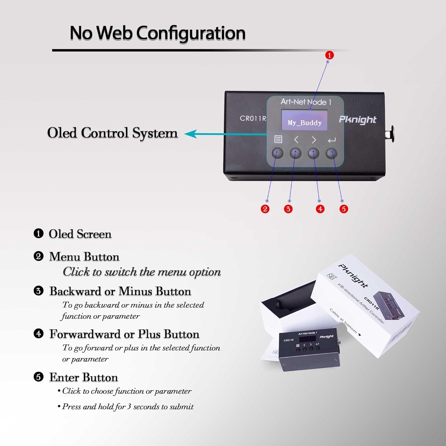 Bidirektionales ArtNet-DMX-Ethernet-Lichtsteuerungsinterface Ein Universum CR011R-3pin