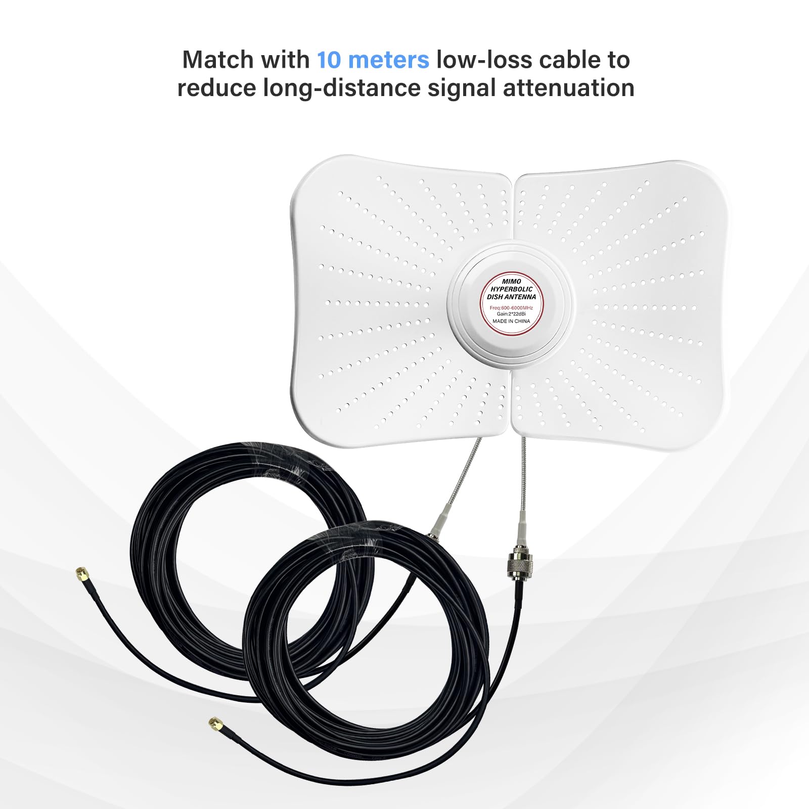 Antenna 5G 4G LTE Esterna Doppia polarizzazione, wifi 600-6000MHz Guadagno fino 22 DBI Compatibile Direzionale Router Antenna MIMO SMA / 2 x TS9 Antenne, Cavo 2x10M