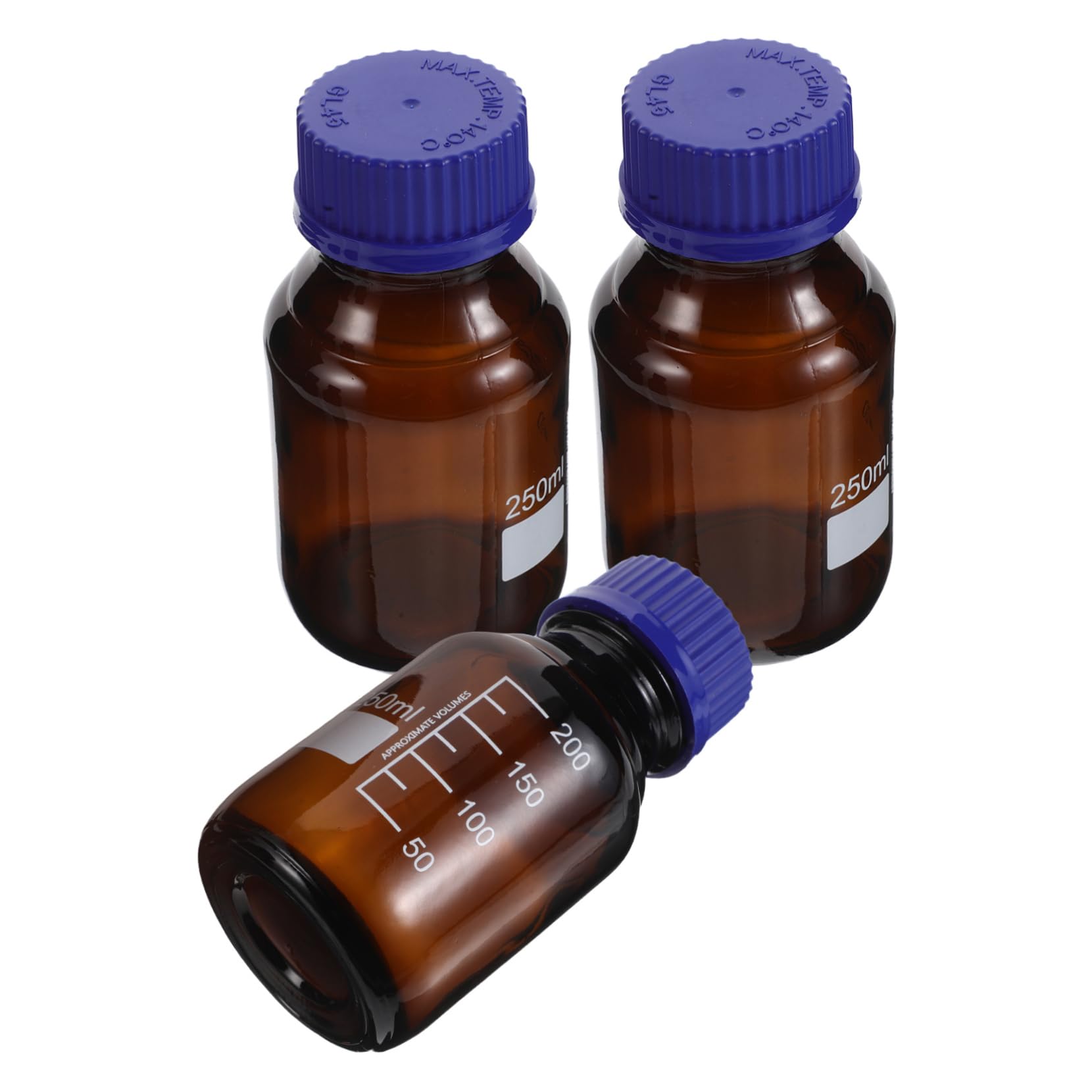 Luxshiny 3pezzi Bottiglia Per Reagenti Vetro Contenitore Ermetico Da Laboratorio Barattolo Con Tappo Per Campioni Bottiglia Di Vetro Per Conservazione Reagenti