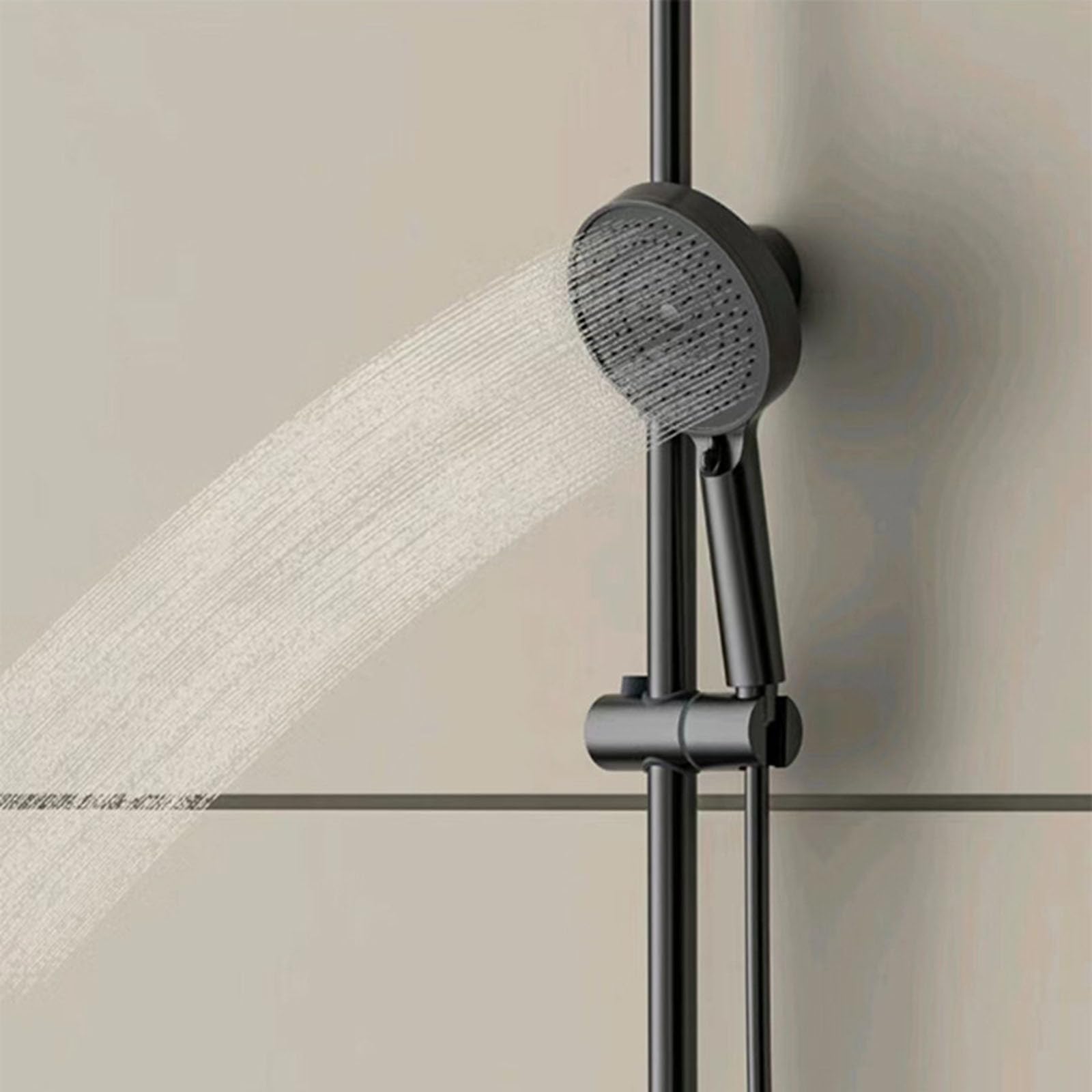 Doccia Bagno Completa con Miscelatore Grigio Canna di Fucile | Soffione Doccia Rotondo Regolabile Asta Doccia Regolabile in Altezza, Maniglia Singola