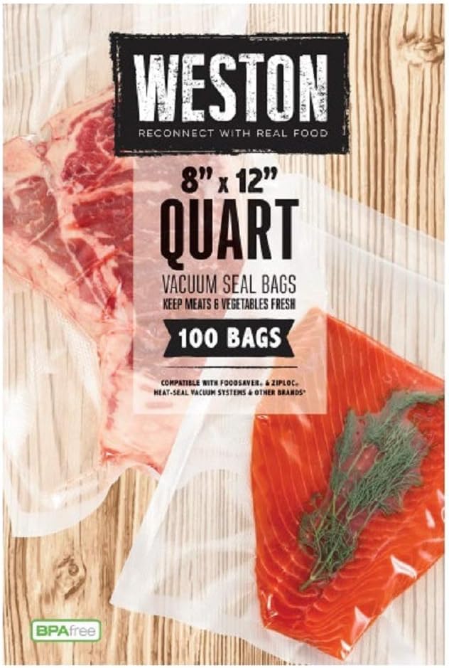 Weston 8" x 12" Quart Vacuum Sealer Bags For Meal Prep &amp; Sous Vide (Pack of 6)