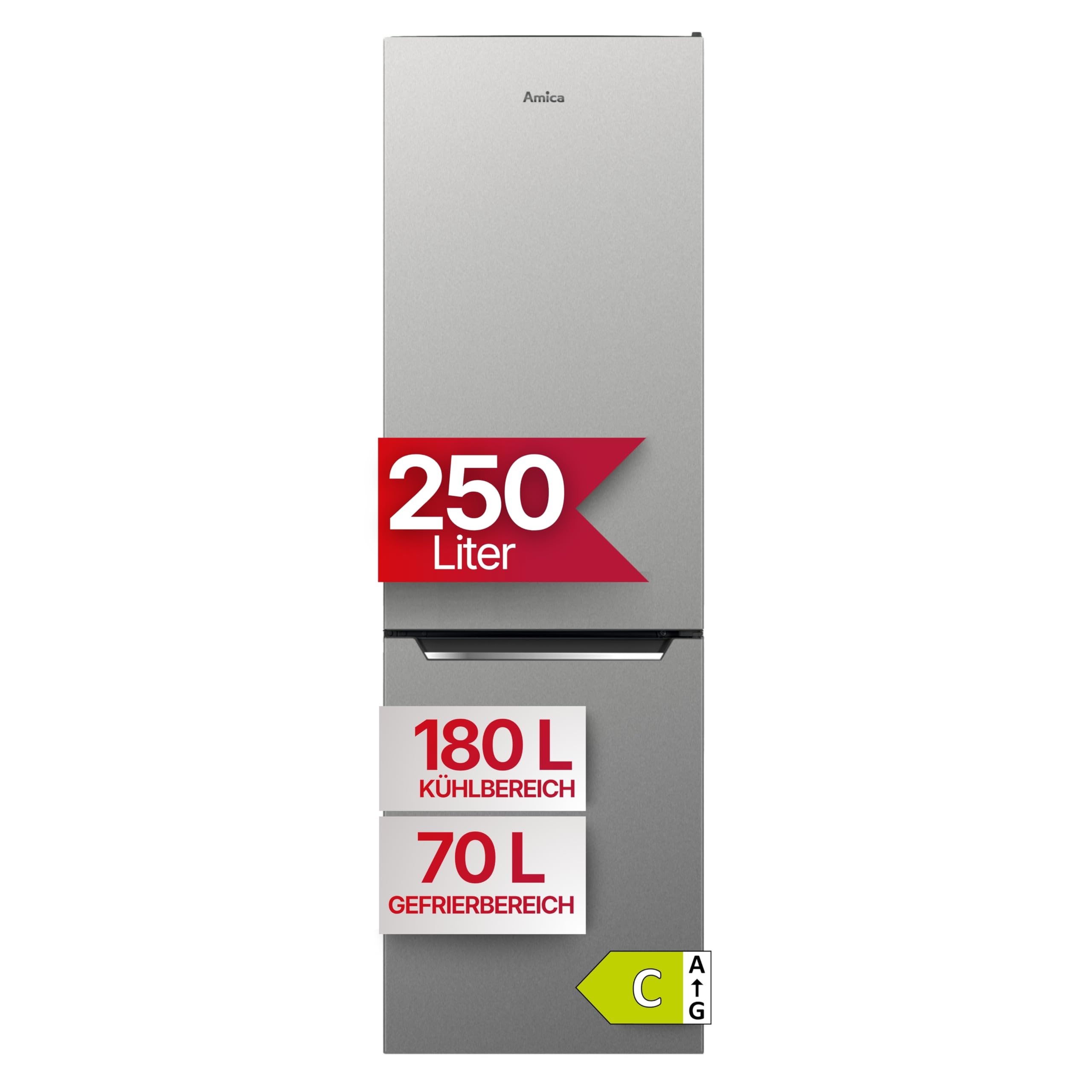 Amica KGCN 388 145 E lodówko-zamrażarka, wysokość 180 cm, Total NoFrost, wygląd stali nierdzewnej, linia VitControl Plus, klasa efektywności energetycznej C