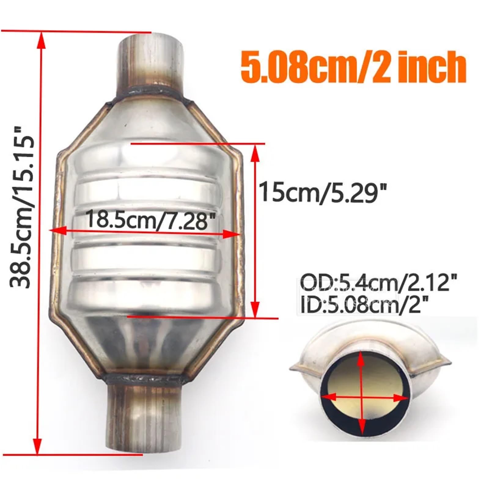 katalizator akcesoria Katalizator filtr 51 mm 57 mm 63 mm EURO 1 Uniwersalny katalizator z ceramicznym katalizatorem o wysokim przepływie 400 CPSI, stal nierdzewna 409(51mm ID)
