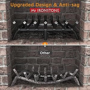 Mr IRONSTONE Fireplace Grate 30 inch Solid Steel Heavy Duty Firewood Log Burning Rack Fire Grates for Outdoor Kindling Tools Pit Indoor Fireplace Log Holder Wrought Iron Wood Stove Mr IRONSTONE Fireplace Grate 30 inch Solid Steel Heavy Duty Firewood Log Burning Rack Fire Grates for Outdoor Kindling Tools Pit Indoor Fireplace Log Holder Wrought Iron Wood Stove