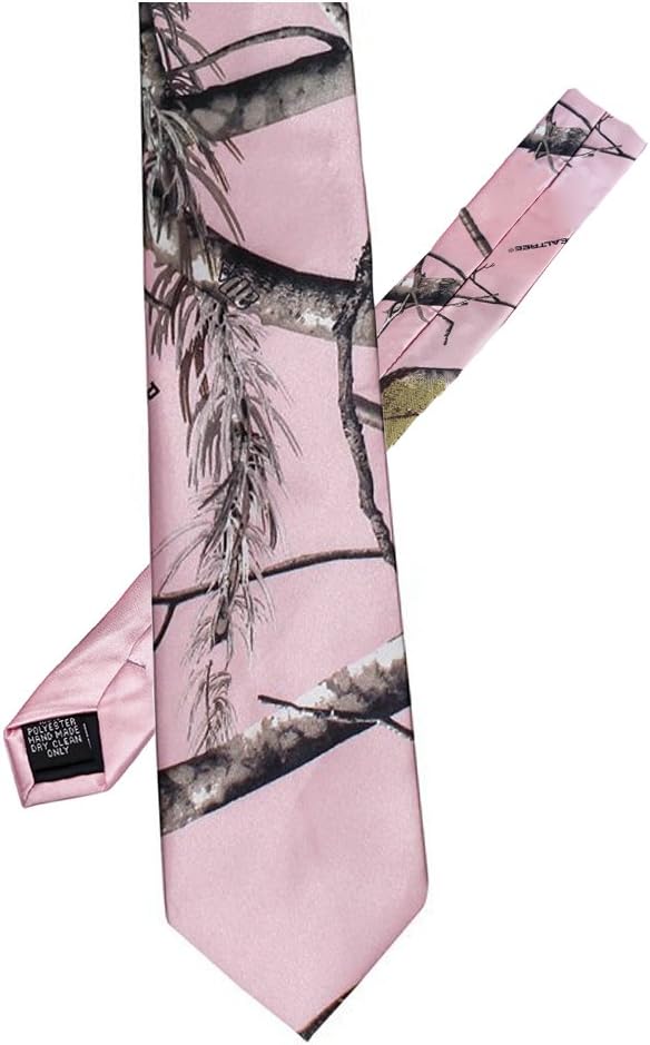 iLovewedding Mens New Camo Neckties Skinny Slim Camouflage Neck Ties for Hunting Casual (Pink)