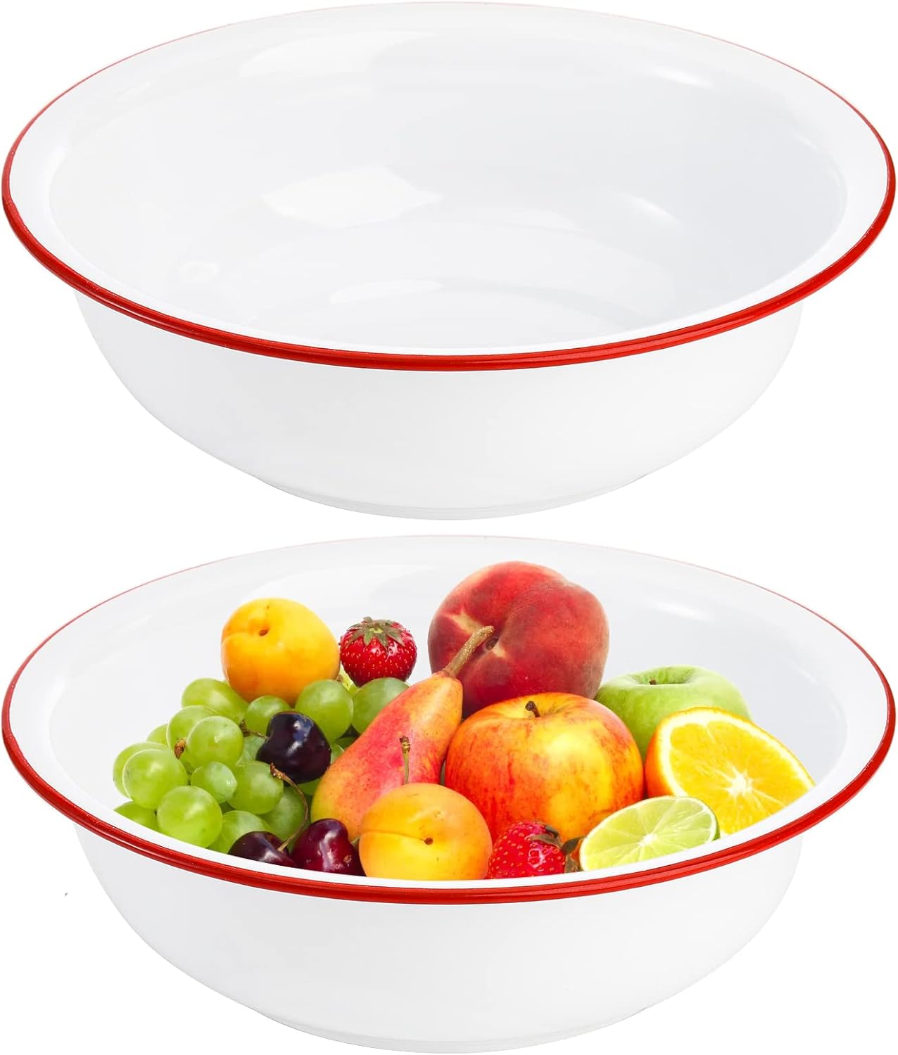 Elsjoy Set of 2 Enamel Bowl, 3 Quart Large Enamel Mixing