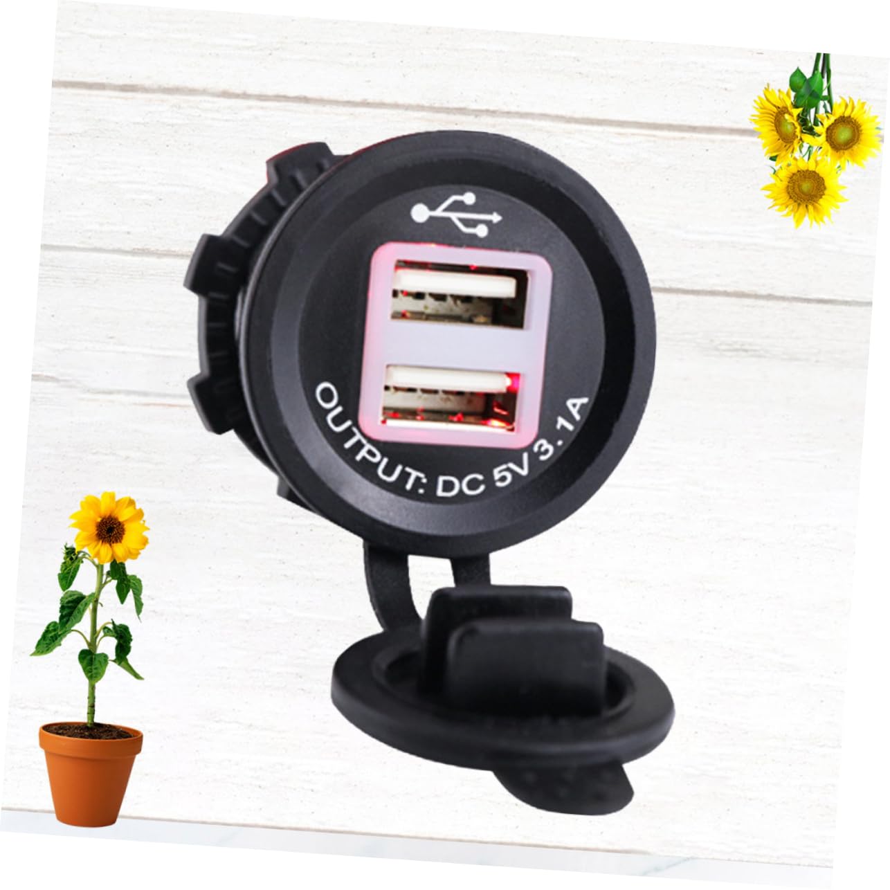 iplusmile 3pezzi Caricabatteria Auto Doppia Usb Per Veicoli Carica Smartphone e Accessori Usb Con Luce Rossa Nero