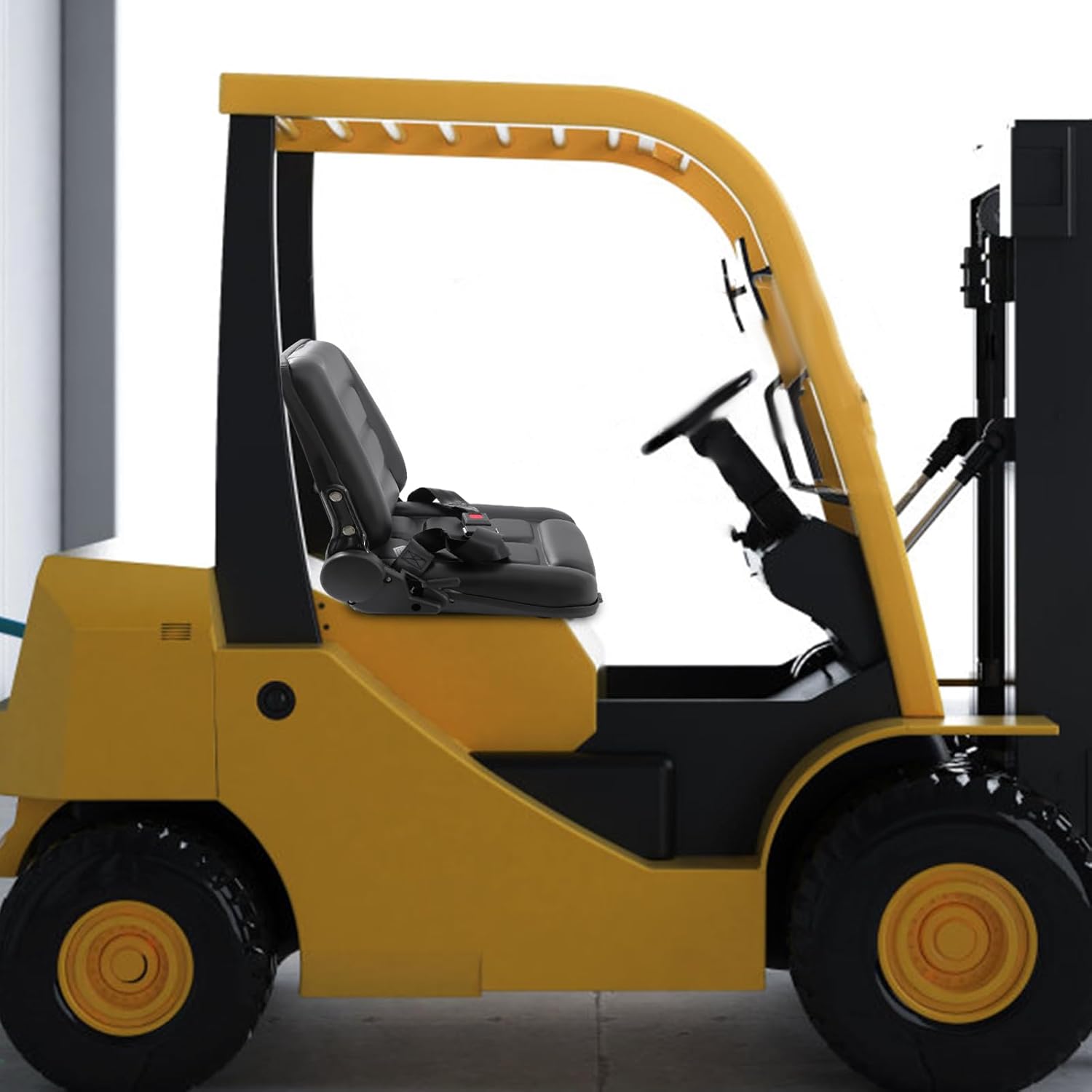 Heavy-Duty Forklift Seat with Adjustable Backrest & Slide, PVC Cover, High-Resilience Foam – Fits Forklifts, Excavators, Tractors – 35°-175° Recline, 70mm Fore/Aft Slide – Black