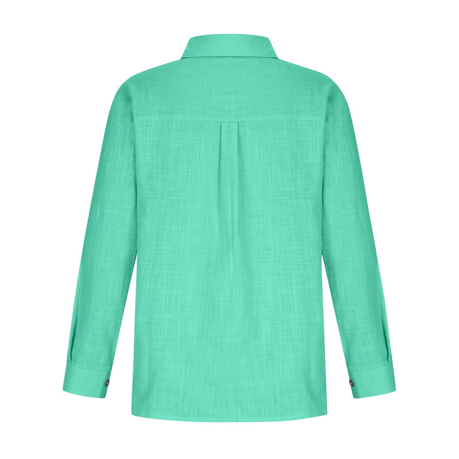 Musselin Bluse Damen Elegant Leinenbluse Shirt Damen Langarm Einfarbig Revers Baumwolle Tshirt Mit Tasche Knopfleiste Blusenshirt Leichte Tuniken Hemdbluse Casual Longbluse Basic Oberteile Tops