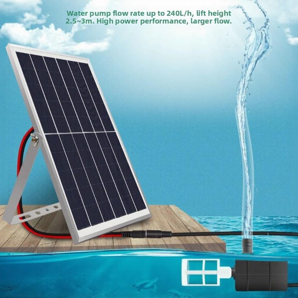 Pompa a fontana solare da 6 W con pannello da 10 W, circolazione dell'acqua silenziosa 240L/H per laghetto di pesci, sistema di ossigenazione silenziosa da 9 V