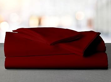 100% American Supima Cotton 1000 Thread Count Sheet Set, Ultra Crisp, Sateen Weave Hotel Collection, 13" Deep Pockets - Twin-Burgundy