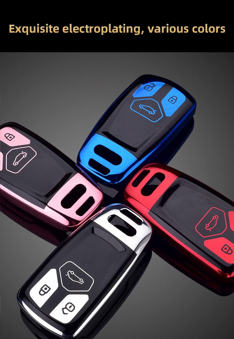 Ontto Custodia In Silicone E Pelle Per Chiave Intelligente Audi - A4, A5, Q5, Q7, TT, TTS (2015-2019), Colore Verde, Con Portachiavi E Cacciavite