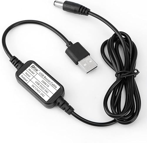Miniatura 6 de Convertidor USB a 12 V, DROK de 5 V a 12 V, cable USB CC 5 V escalón hasta 12 V, línea de regulador de potencia de 1 A con puerto de 0.217 in, 3.9