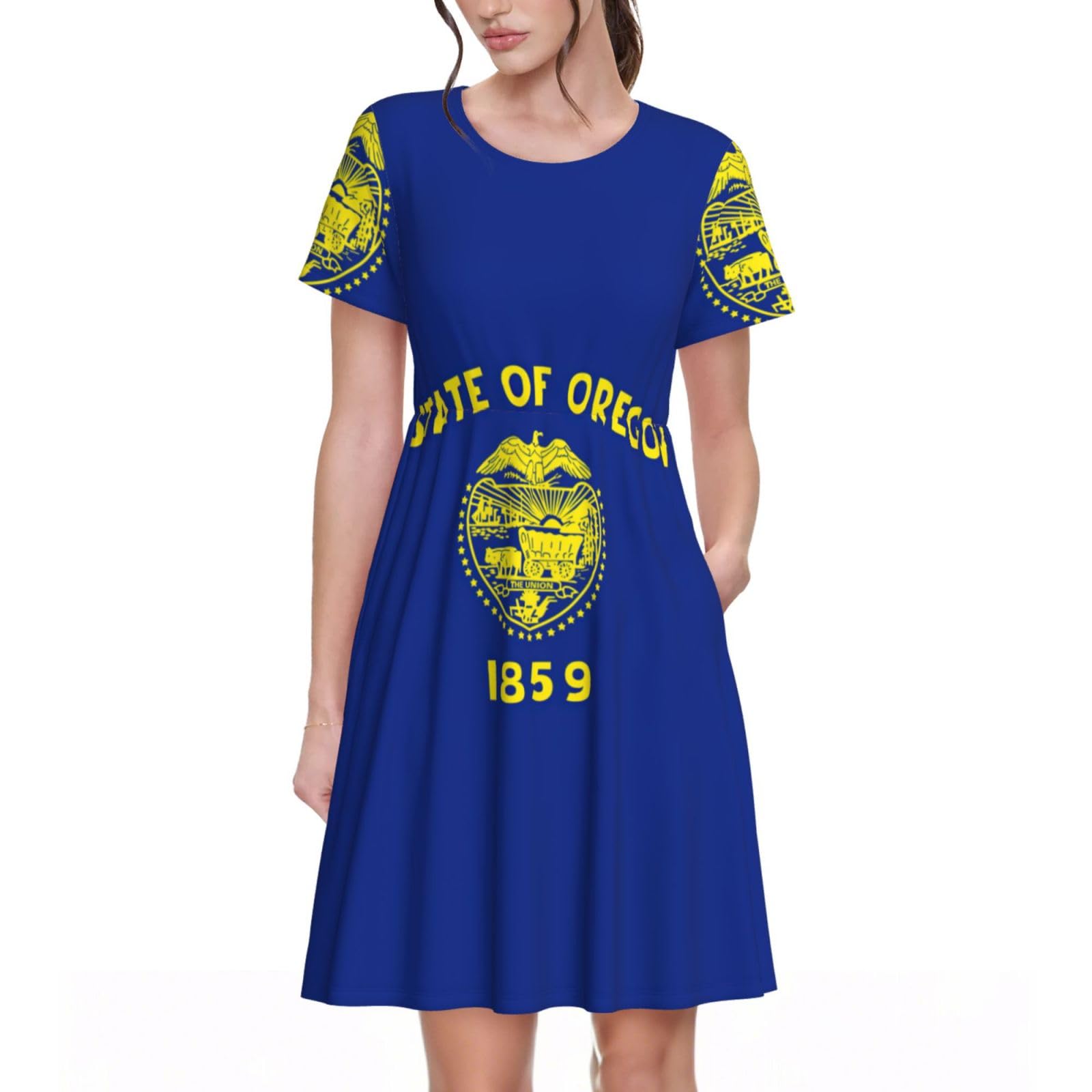 Chemise fluide Oregon State Flag : robe d'été décontractée col rond - 8
