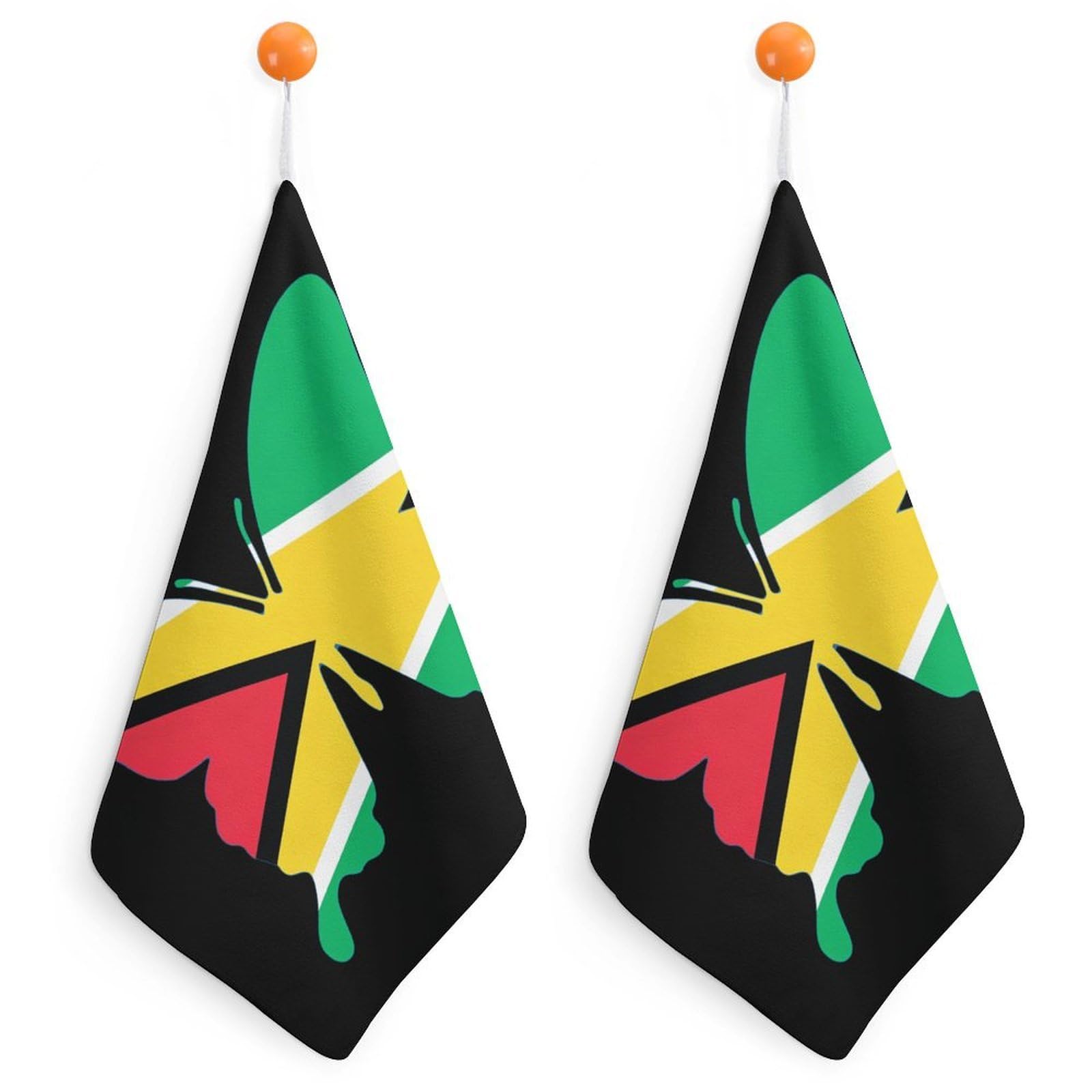 TXFBTRFSA Guyana Flag Butterfly Hand Towels with Hanging Loop Kitchen Towel Handkerchiefs Cleaning Cloths