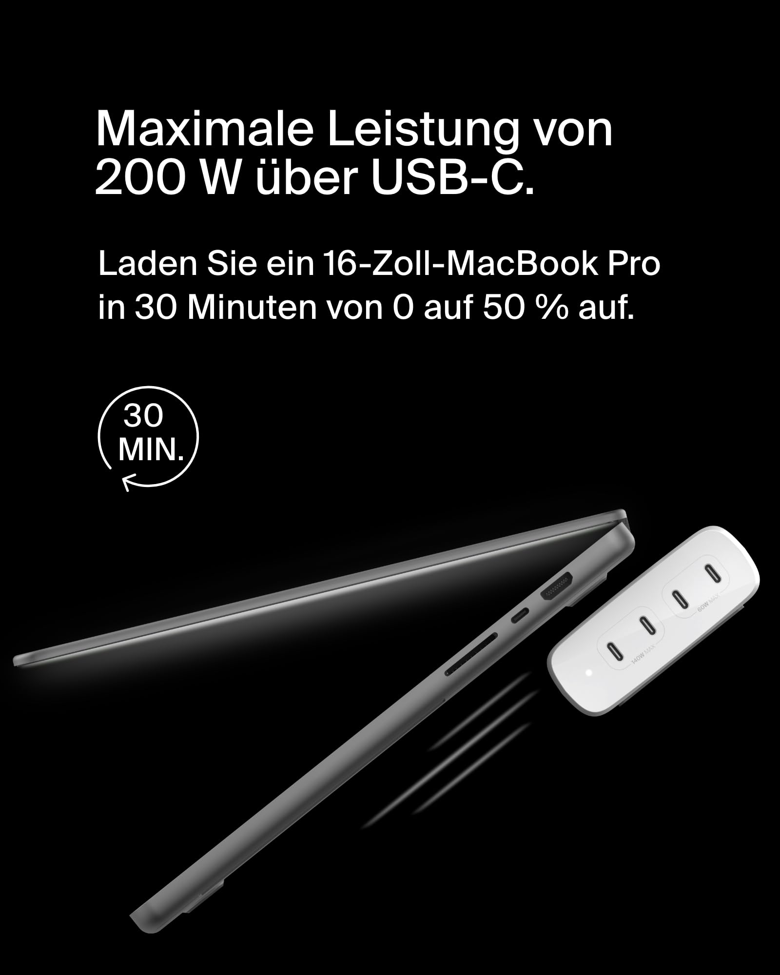 Belkin BoostCharge Pro 4-Port-USB-C-GaN-Ladegerät, 200-W-Schnellladegerät mit USB-C PD 3.1 und 1,5-m-Netzkabel für MacBook Pro, iPhone 17, iPhone Air, iPad, Galaxy S25, Pixel 10, Laptop