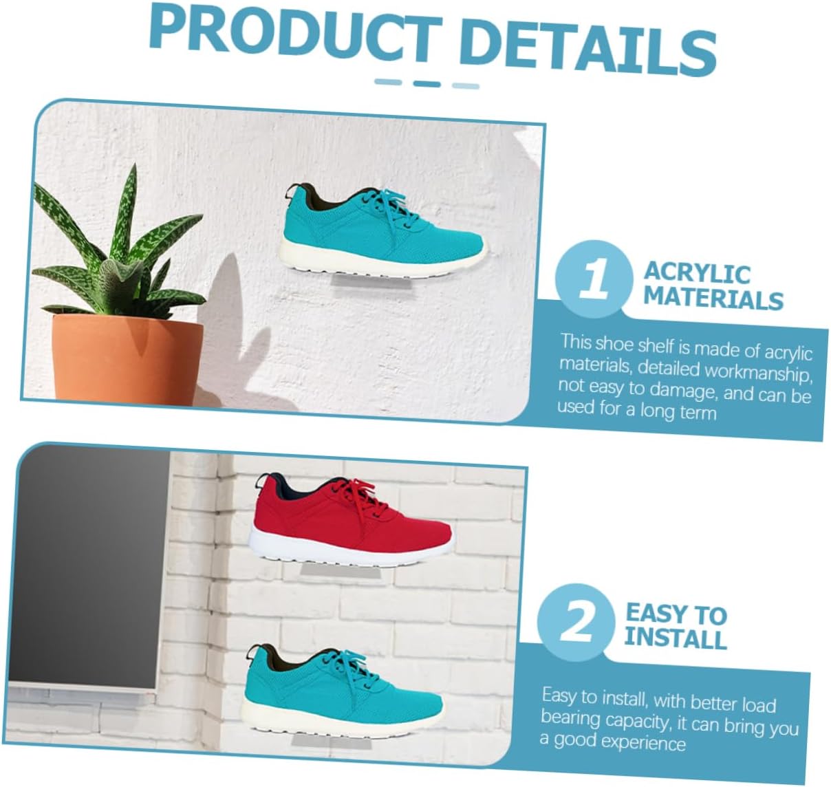PRETYZOOM 6pcs Sneaker Display Stand Organizers Racks Sneakers Small Floating Shoe for Mounted Slot Clear Display Shelf Acrylic