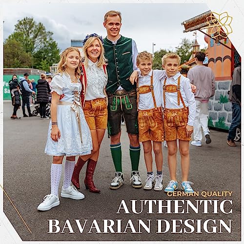 Image of BAVARIA TRACHTEN Child Lederhosen - Authentic Genuine Leather Lederhosen for Kids Age 3-14 (Boys & Girls) - Oktoberfest