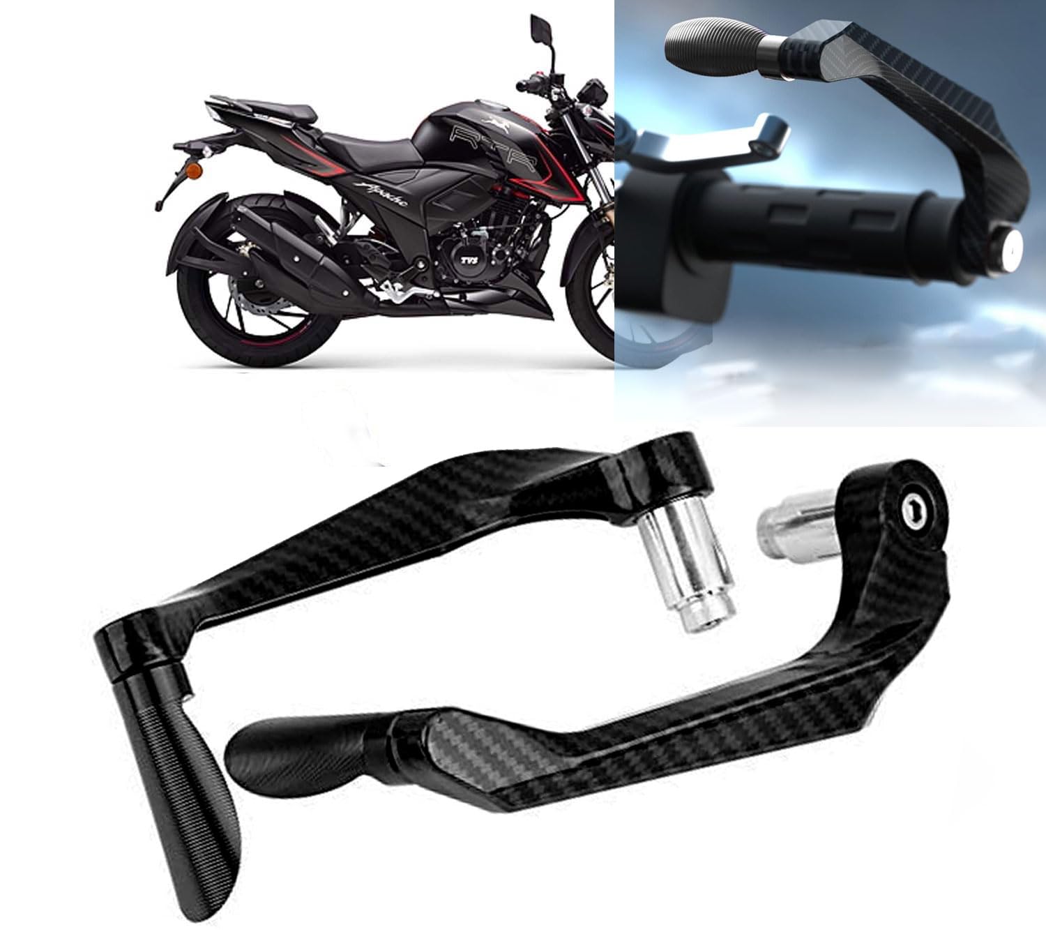 AUTO PEARL 7/8" 22mm Motorcycle Handlebar Brake Clutch Levers Protector Guard Compatible with Apache RTR 200 4V (Black)-image-49