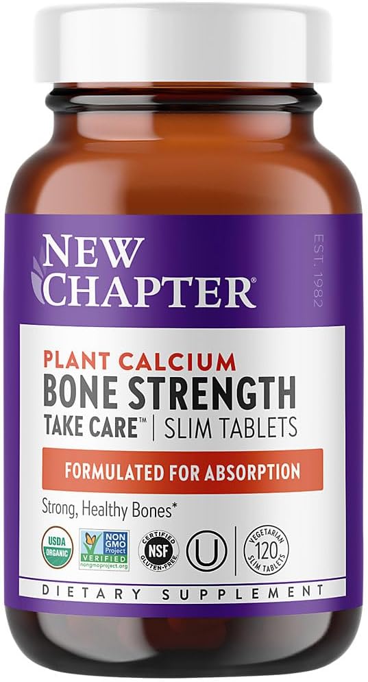 Calcium Supplement – Bone Strength Organic Plant Calcium with Vitamin K2 + D3 + Magnesium, Vegetarian, Gluten Free - 120 count (40 day supply)
