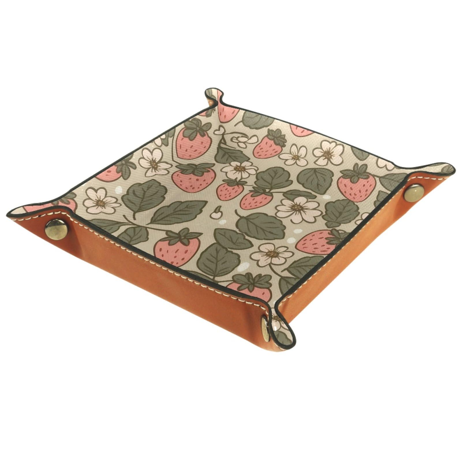 VAPOKF Strawberry Floral Dice Tray, Folding Microfiber Leather Dice Holder for Dungeons and Dragons RPG Dice Gaming D&D and Other Table Games