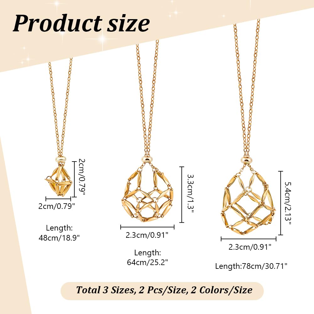 UNICRAFTALE 6 pz 2 colori 3m isure 304 supporto per Collana di Cristallo Regolabile In Acciaio Inossidabile Supporto per Pietra Vuota Reti Pendente per Collana con Gabbia di Cristallo Vuota