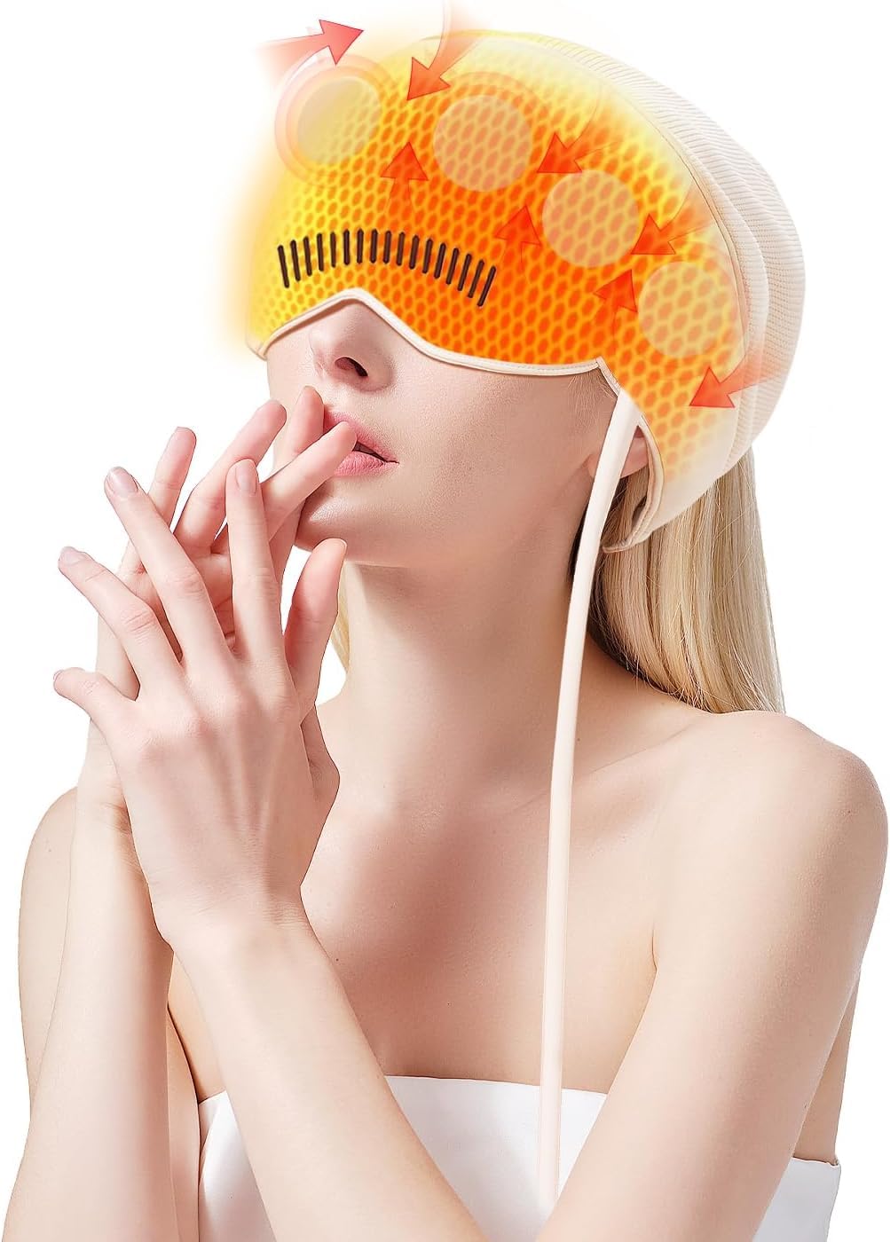 iKeener Elektrisches Kopfmassagegerät,360°Abdeckung Tragbare Kopf,Augen,Nackenmassagekappe mit Hitze,Kneten,Drücken,4 Einstellbaren Modi,Linderung Schmerzen,Angstzuständen,Stressentspannung,Tiefschlaf
