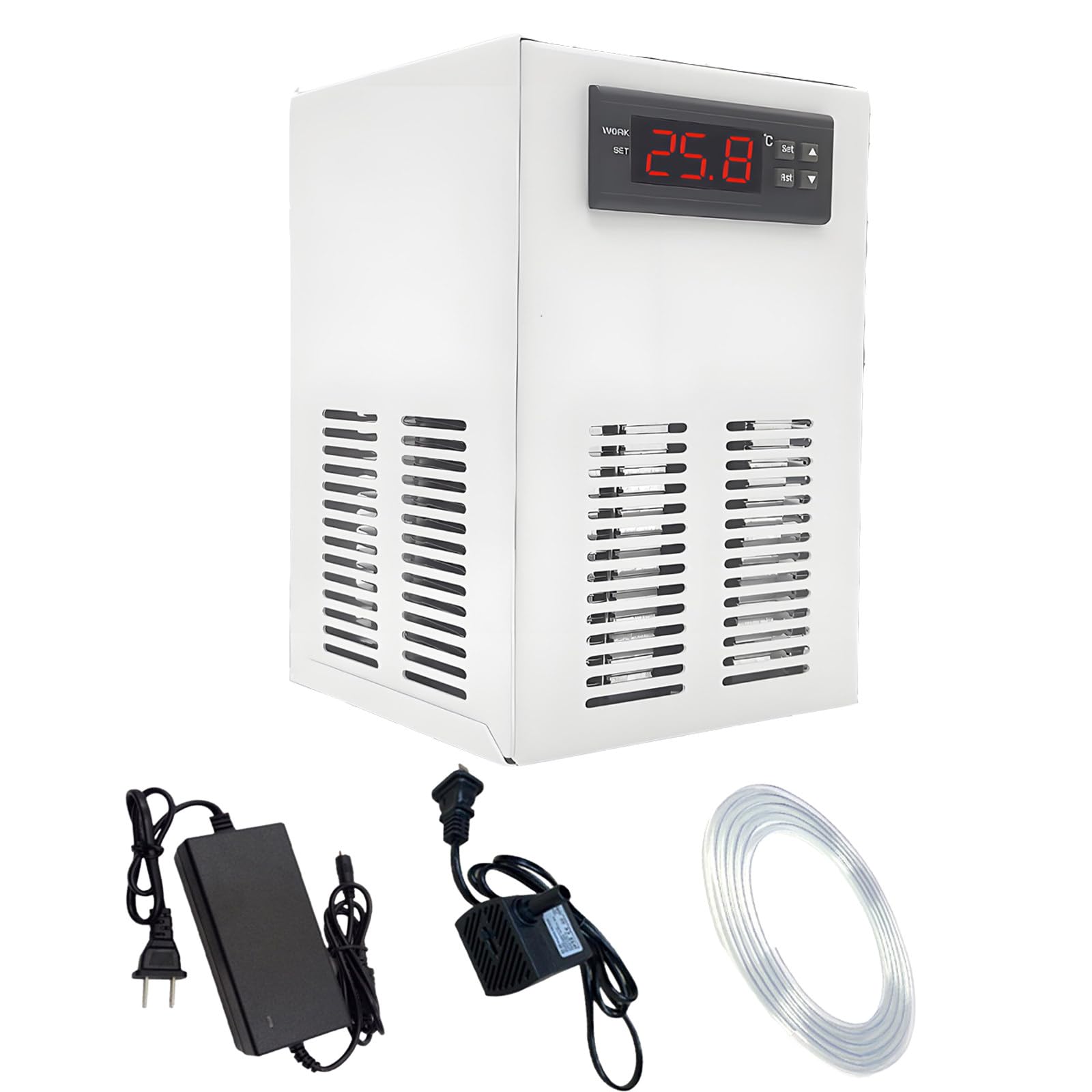 Cicha chłodziarka akwariowa z kompresorem, w zestawie z pompą i przewodami, 110 V/220 V, idealna do upraw hydroponicznych, akwariów z aksolotlami i akwariów rafowych