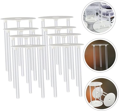 Miniatura 7 de Zerodeko 8 sets de soporte para tartas Junta Soportes Separadores Sostener para Pastel Nivel Grande Soporte de Torta Separador de Estructura de