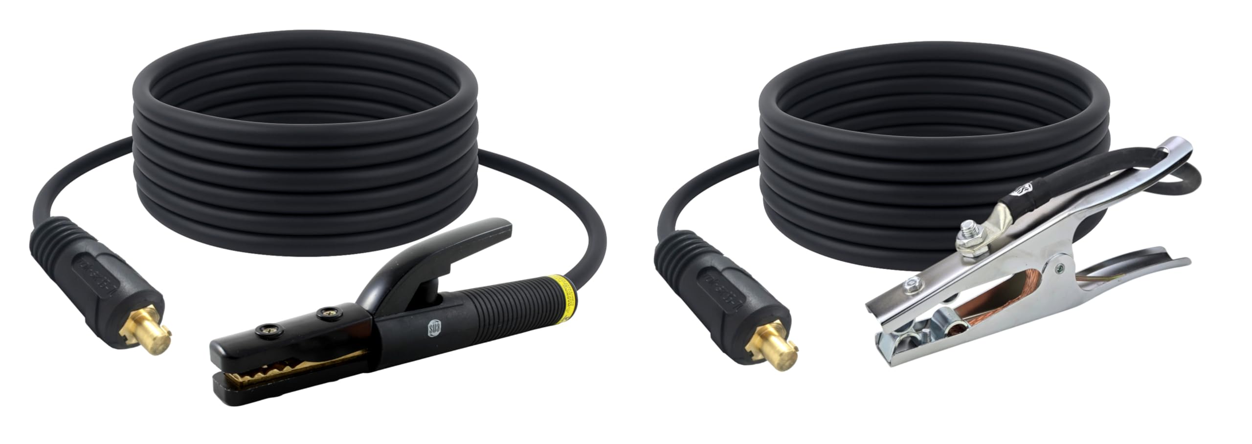 SÜA - 350 Amp Welding Leads Set Assembly - Dinse 35-70 Connector - 1/0 AWG 100% Copper Cable (100 FEET Each Lead)