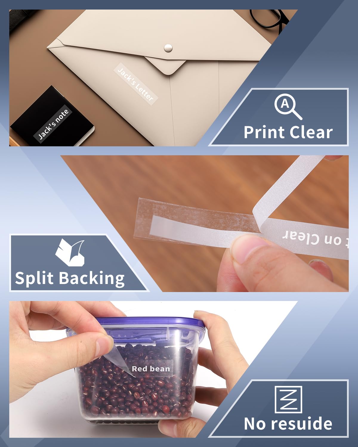 Replacement for Brother P-Touch Label Tape White on Clear TZe-135 Tape 12mm 0.47 Inch TZe TZ Laminated Work for Brother Ptouch PT-D210 PT-H100 PTD400AD PT-P700 PTD600 Label Maker, 1/2", 4-Pack