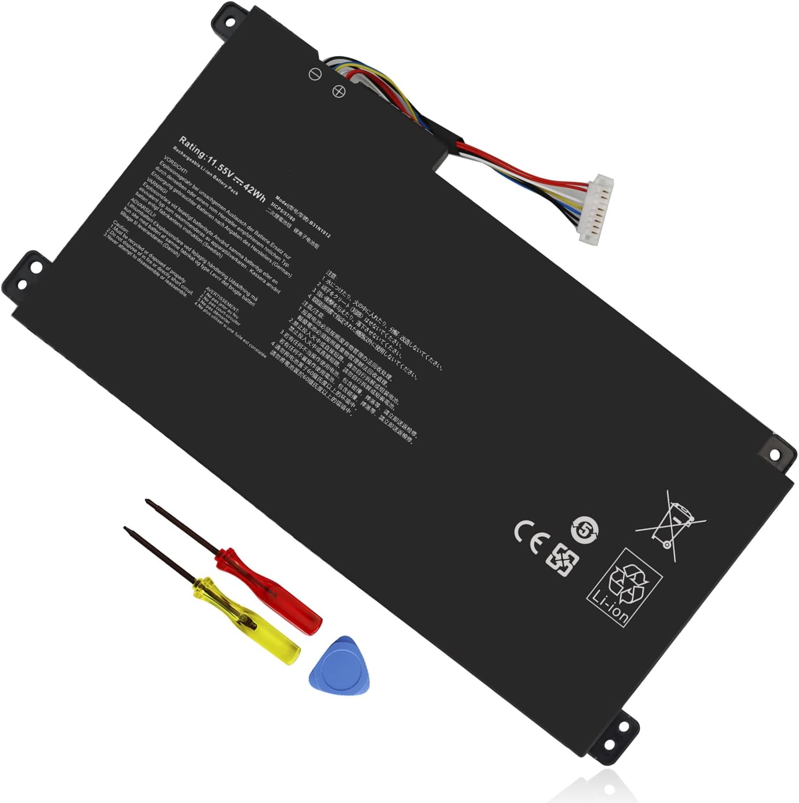 K KYUER 42Wh B31N1912 C31N1912 Batterij voor Asus VivoBook Go 14 15 E410KA E410MA E510KA E510MA L410MA L510MA F414MA R522MA E410KA-EK037WS E410KA-EK037TS E410MA-BV1312WS E510MA-EJ614 F414MA-EK1890WS