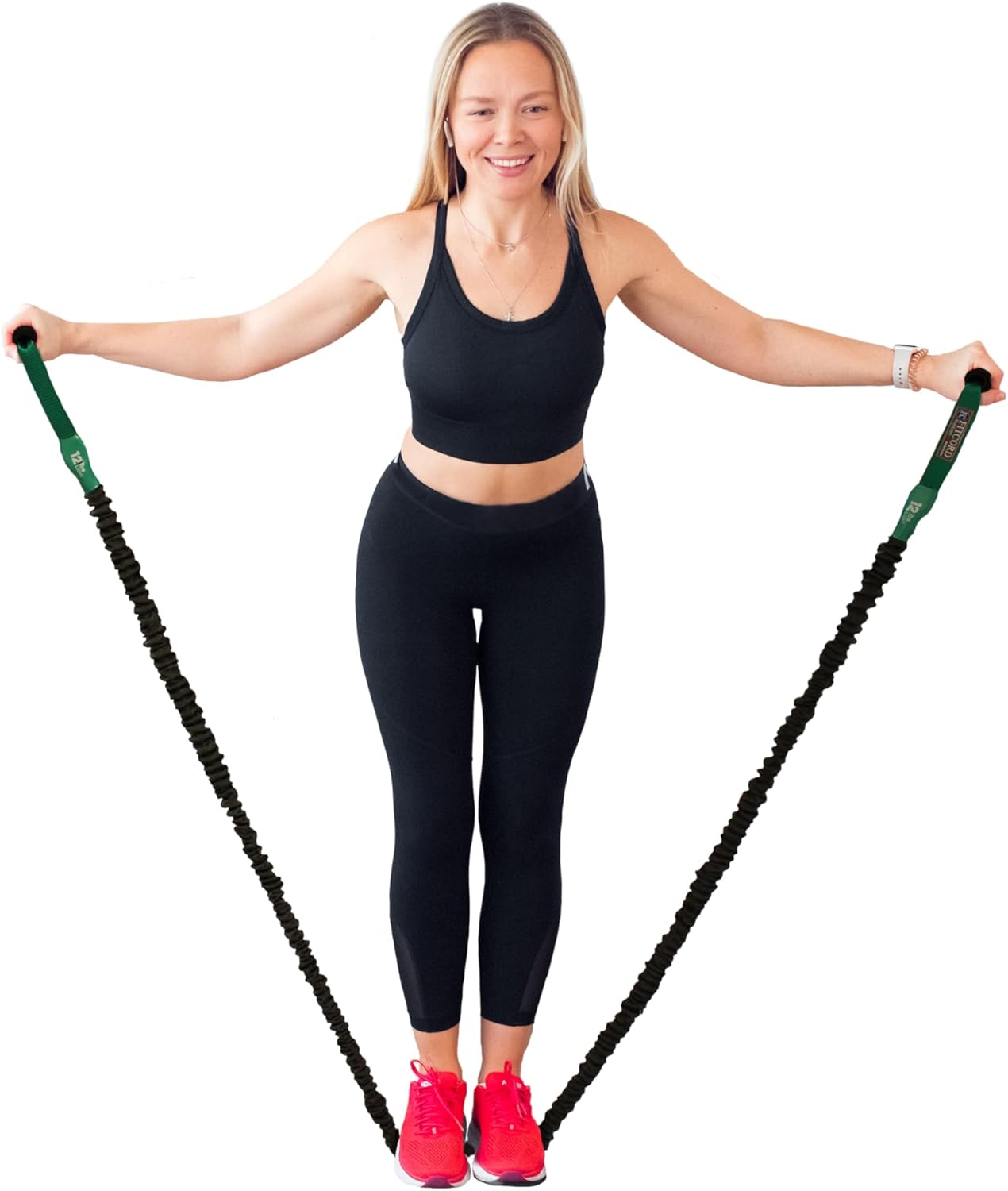 6 ft Medium (18lb) Resistance Band - Extra Long Covered Resistance Bands for People Over 6'3" Tall