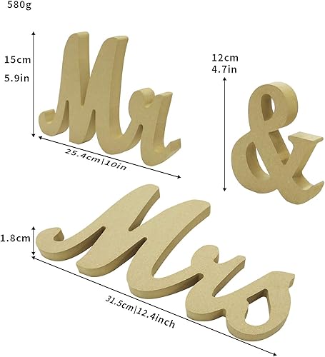 Miniatura 9 de Letrero de madera con texto en inglés "Mr and Mrs", letras rústicas de matrimonio para mesa de boda, decoración de señorita señor para fotos, mesa