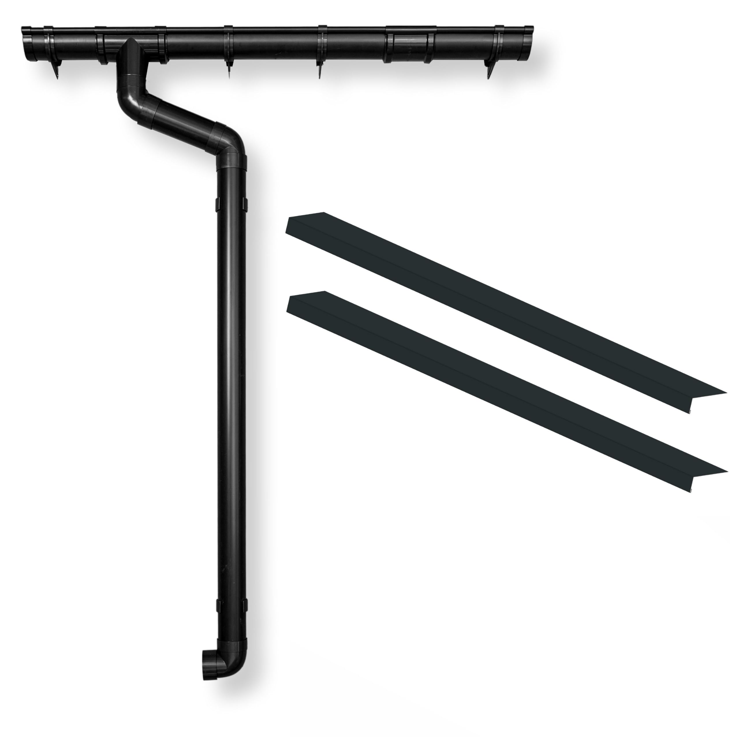 Dachrinne Regenrinne Komplettset für Flachdach/Pultdach (1-Seite) bis 300cm inkl. 2x Rinneneinhangbleche aus Aluminium (Anthrazit)