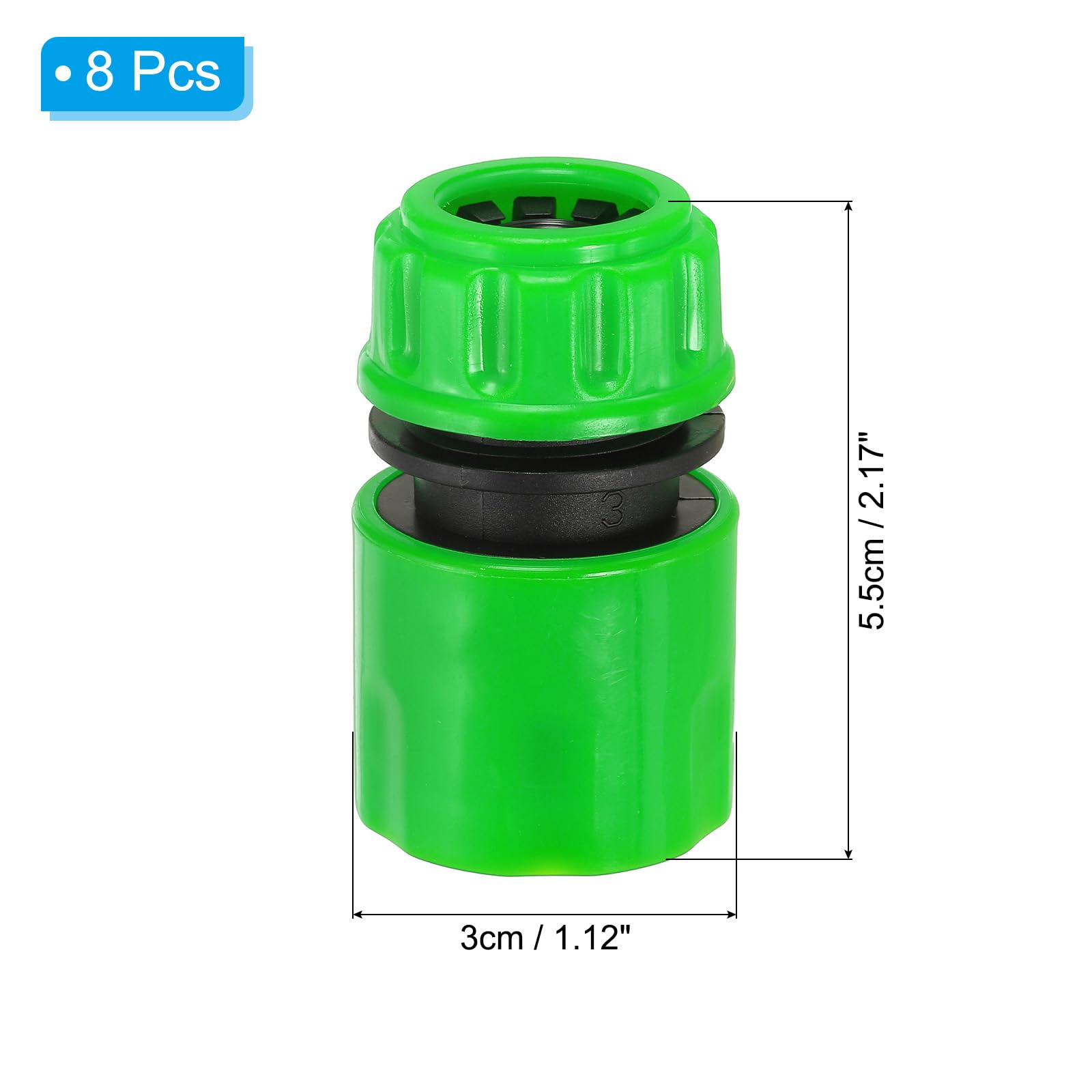 PATIKIL 1/2" Garden Hose Quick Connector Repair Extender, 8 Pcs Plastic Garden Water Hose Connectors Fittings Leakproof Design, Green - Image 2