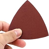 Vista 4 de Coceca 100 almohadillas de lija triangulares de papel de lija con gancho y bucle para madera, ajuste de madera, multiherramienta oscilante de 3-1/8