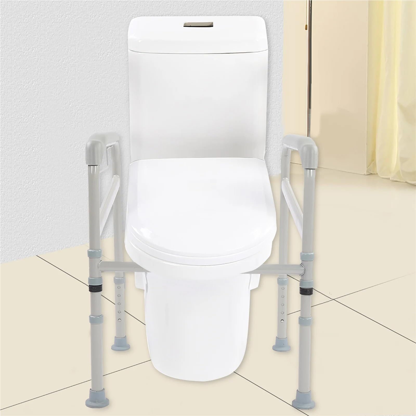 Mains Courantes De SéCurité pour Les Toilettes Main Courante Support Toilette sécurité réglable Main Courante handicapé Aide à la Saisie Handicap Toilette Bain Salle de Bain Main Courante