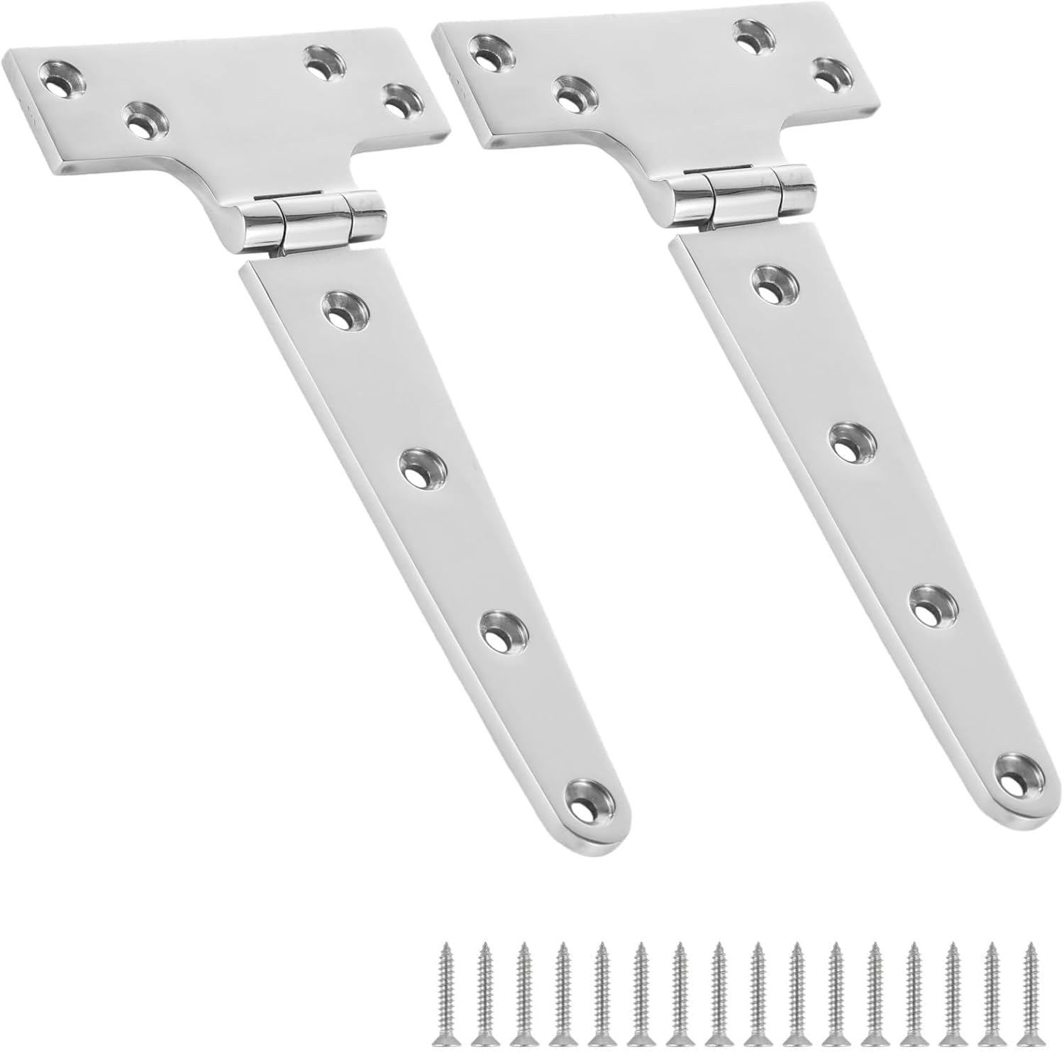 316 Stainless Steel T Hinges, 2-Pack, 8 X 4 Marine-Grade Boat Hatch Hardware with Screws