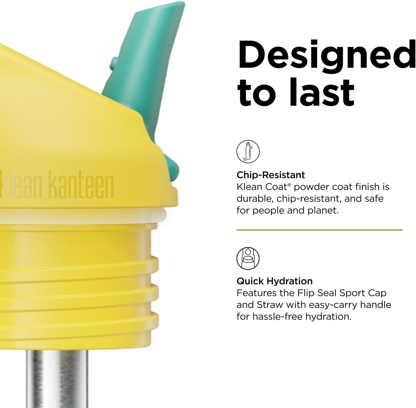 Klean Kanteen Rise Classic Insulated Water Bottle - Keep Drinks Cold for 42 Hours - Stainless Steel - Insulated Water Bottle - Leakproof - Flip Seal Sport Cap - 16 oz - Turquoise Kaleidoscope - Image 4