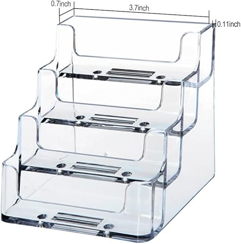Miniatura 5 de 2 Pack Transparent 4-Tier Business Card Holder Acrylic Card Display Desk Stand Holder