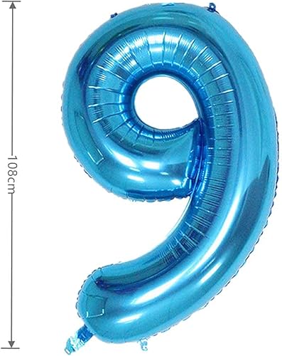 Miniatura 3 de Globo de aluminio grande de 40 pulgadas con número de helio, cumpleaños, boda, fiesta, 0-9 (azul, 9)