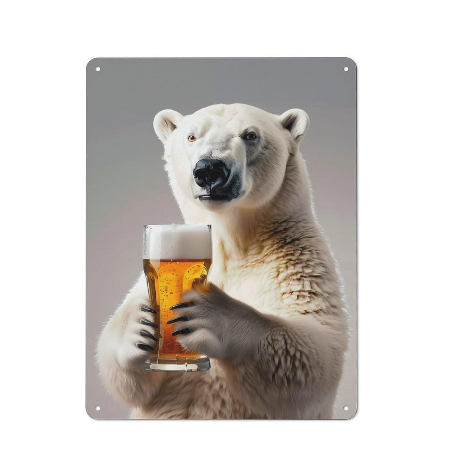 Garage Metal Sign with Polar Bear Beer Design 40x30cm, Weathered Look Garage Wall Decor for Garage, Workshop, Shed Or Utility Room