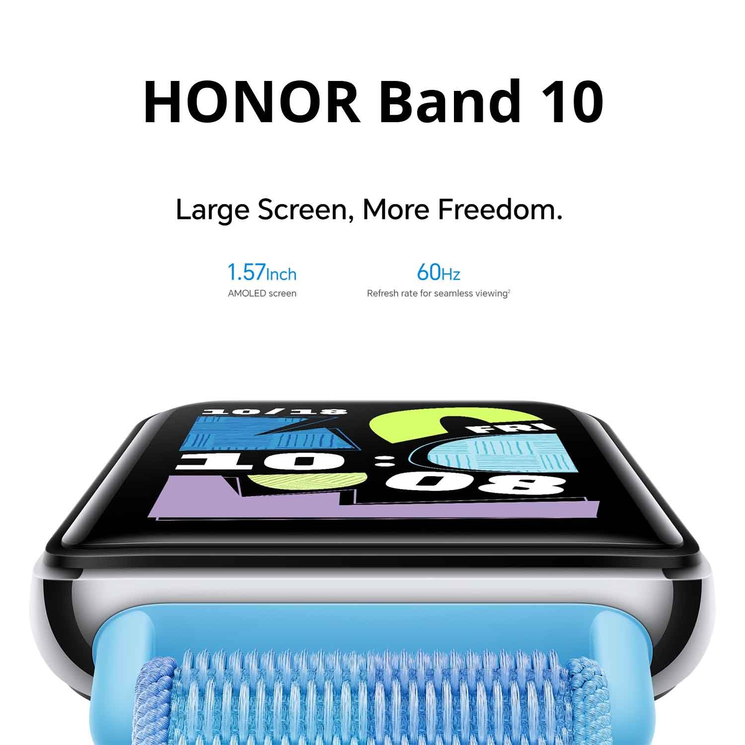 HONOR Band 10 Smartwatch Schwarz, 1,57 Zoll AMOLED 60 Hz Smartwatch, 96 Sportmodi, Herzfrequenz, SpO2, 14 Tage Standy, 5 ATM, kompatibel mit Android- und iOS-Systemen