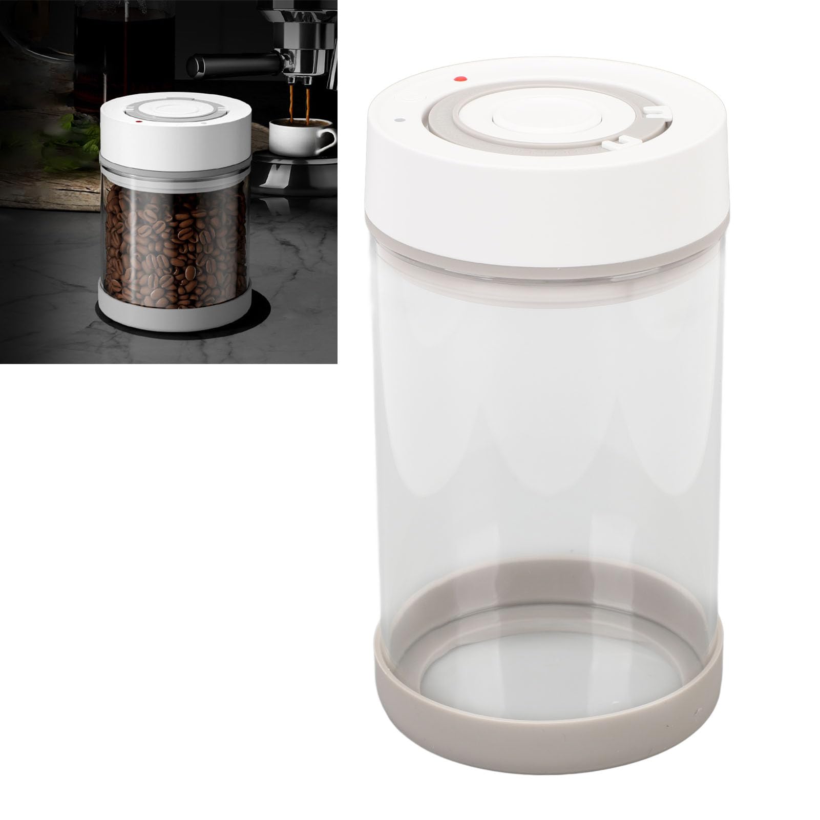 Elektrischer, vakuumversiegelter Glaskanister, hochwertige, luftdichte Vorratsdose für Küche, Kaffee, Tee, Nüsse, hohes Borosilikatglas, eingebauter Akku, 500 mAh (950 ml)
