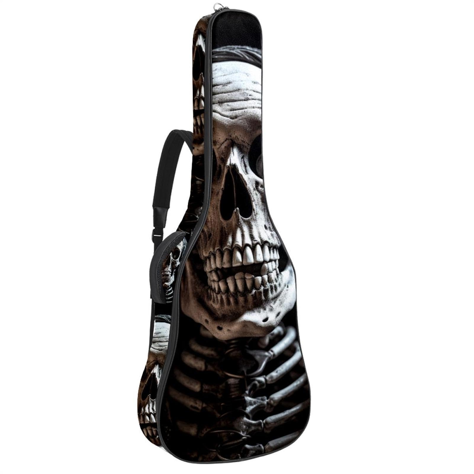 Tasche für Bassgitarre mit Halloween-Schädel 84, Akustikgitarrentasche 101,6 cm (40 Zoll) E-Gitarrenkoffer, wasserdichte Oxford-E-Gitarre, Gigbag für akustische Konzertgitarre, Ukulele, Halloween